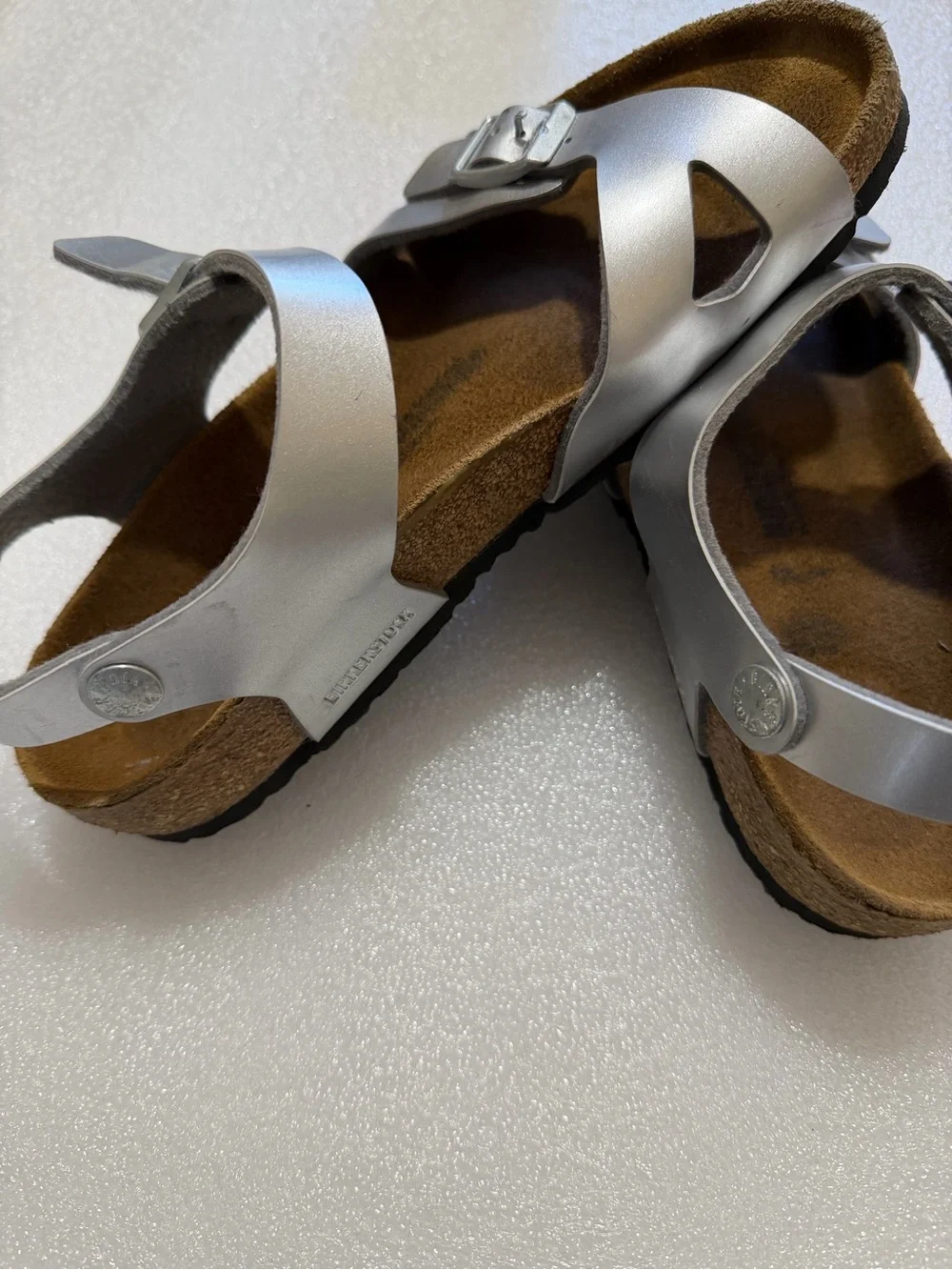 Birkenstock Kids Silver Metallic Two-Buckle Sandals